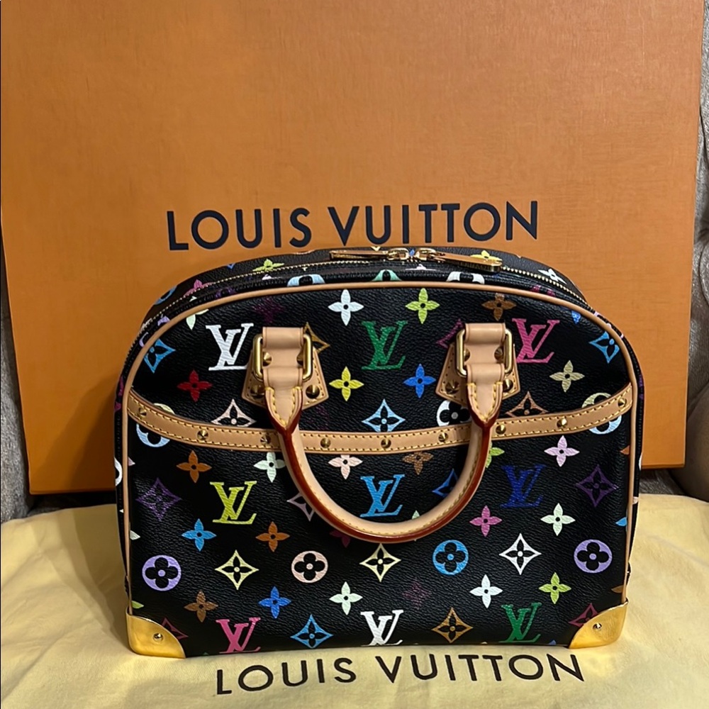 Louis Vuitton Murakami Takashi Black Multicolor Trouville with Iconic Design NEW